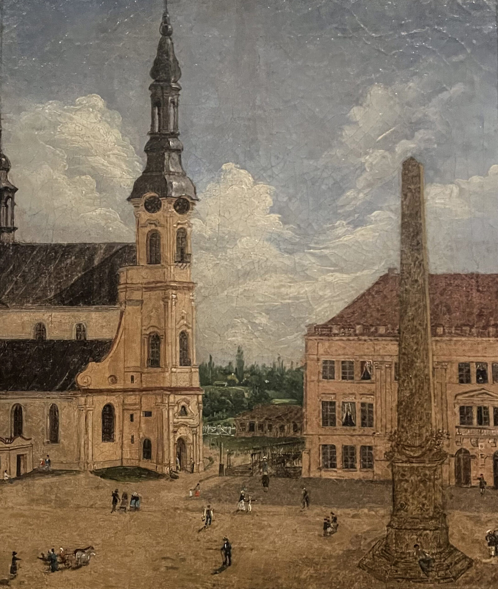 7 Plac św. Józefa z obeliskiem upamiętniającym spotkanie monarchów w 1835 roku - anonim ze zbiorów Muzeum Regionalnego Ziemi Kaliskiej